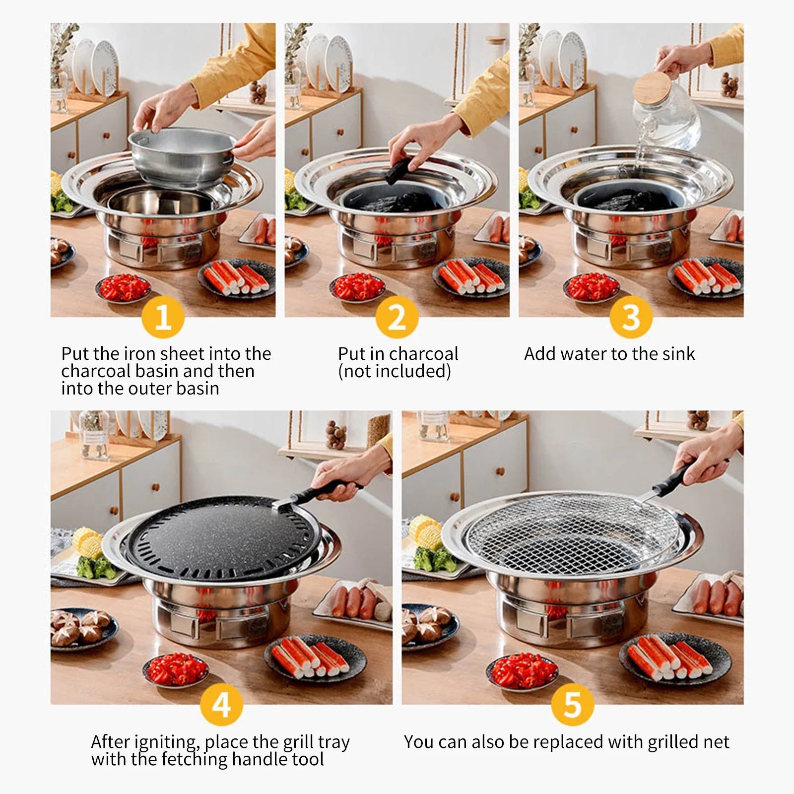 13Inch Korean BBQ Grill Multifunctional Charcoal Barbecue Grilll Stove