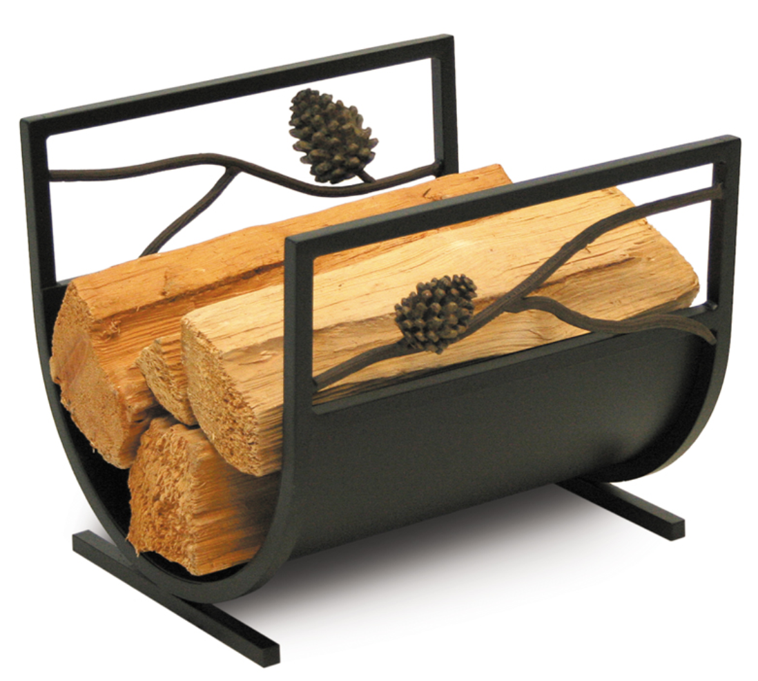 pine cone wood holder on white background