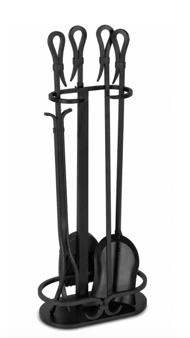 Black tool set in iron with a white background