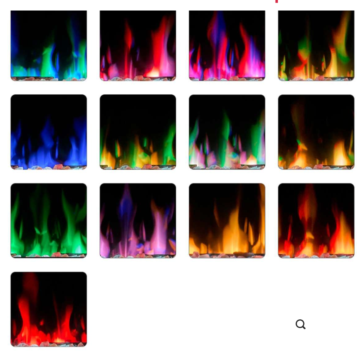 promotional chart showing the variety of the flame colors