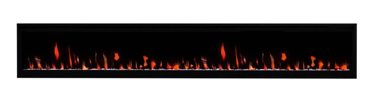 100" slim style Vital Essence linear fireplace with wite background