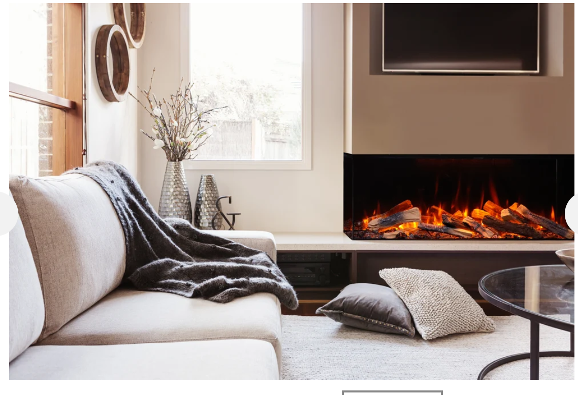 Living room showing the built in electric fireplace wth artwork above it on the wall