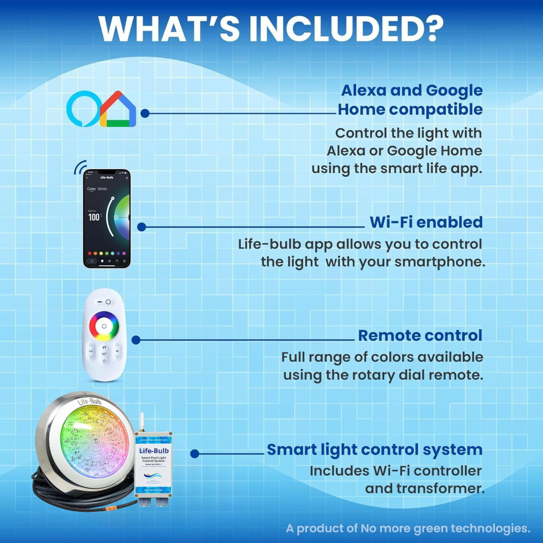 Life-Bulb Smart Wall-Mount Color LED Inground Pool Light System