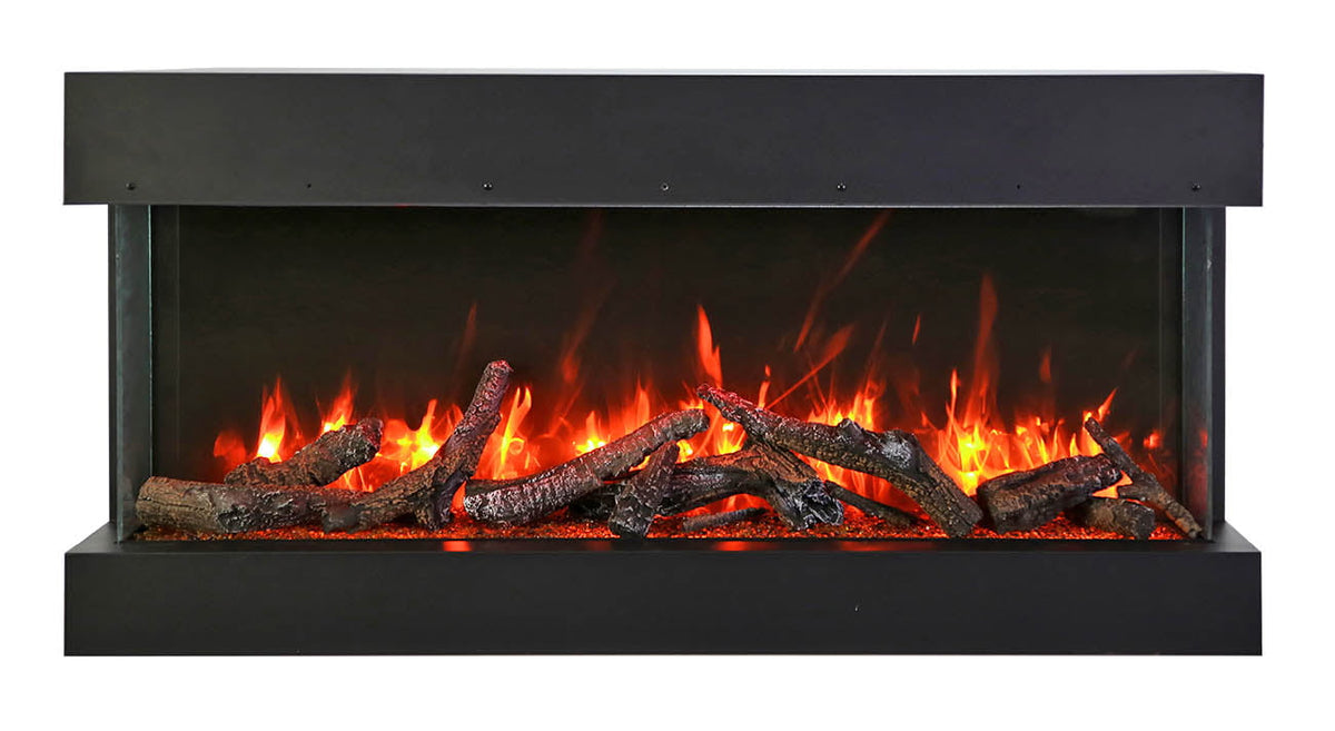 front close up view of the fireplace against the white background