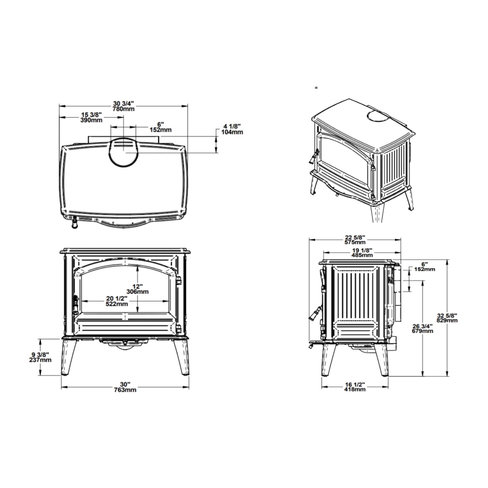 Wood Burning Cast Iron Stove Fireplace