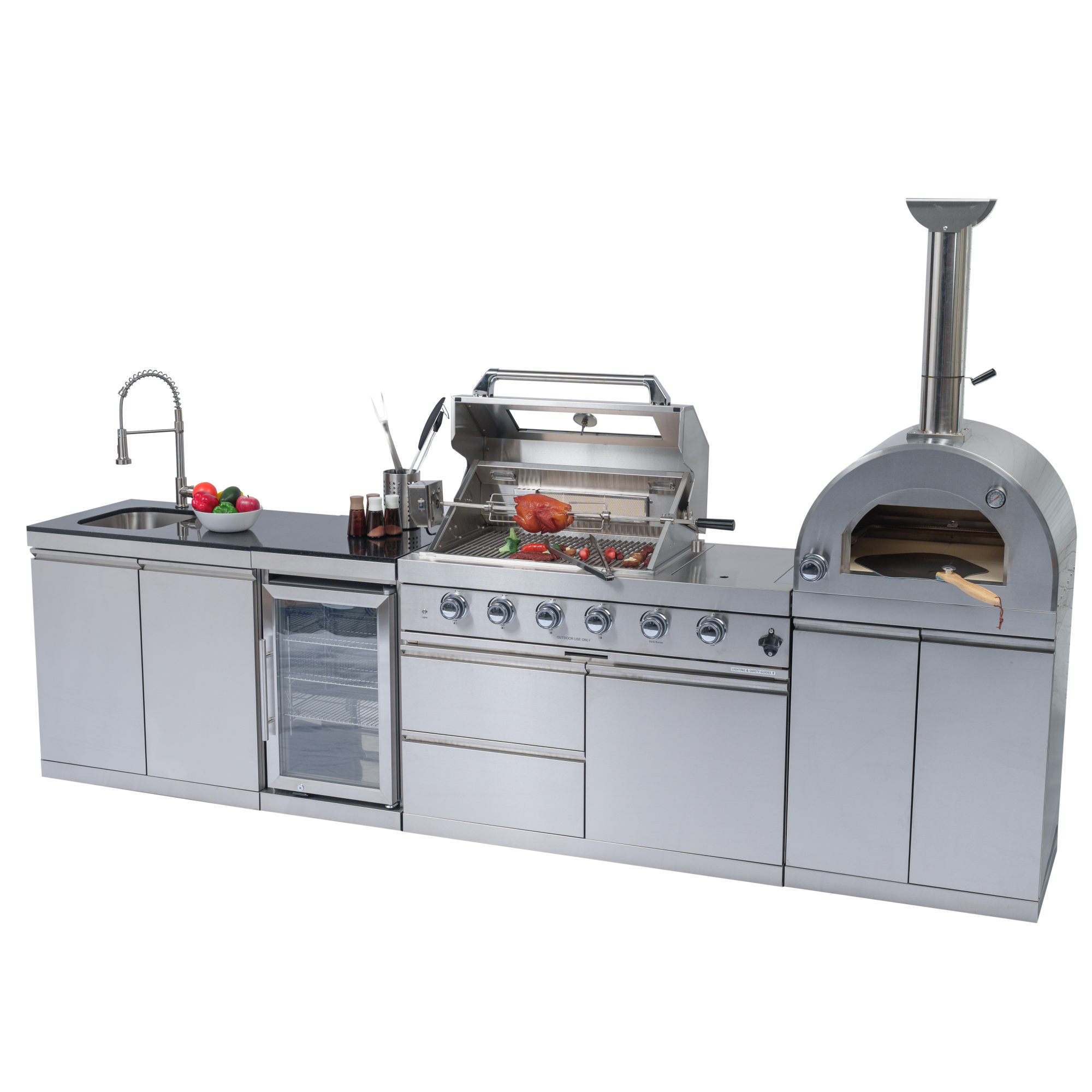 Outdoor Kitchen Island Grill with Pizza Oven