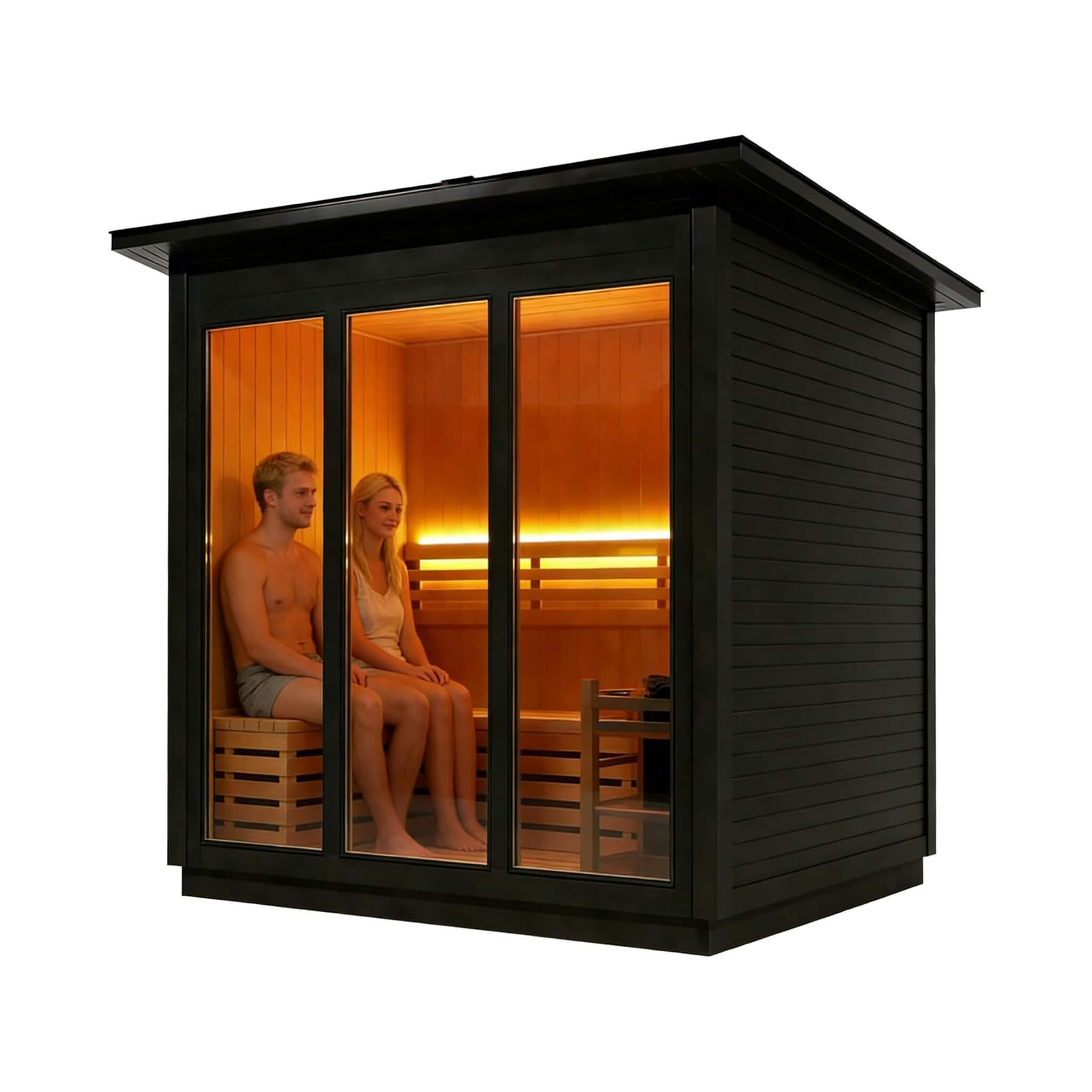 Custom 8-Person Luxury Canadian Red Cedar Outdoor Steam Saunas