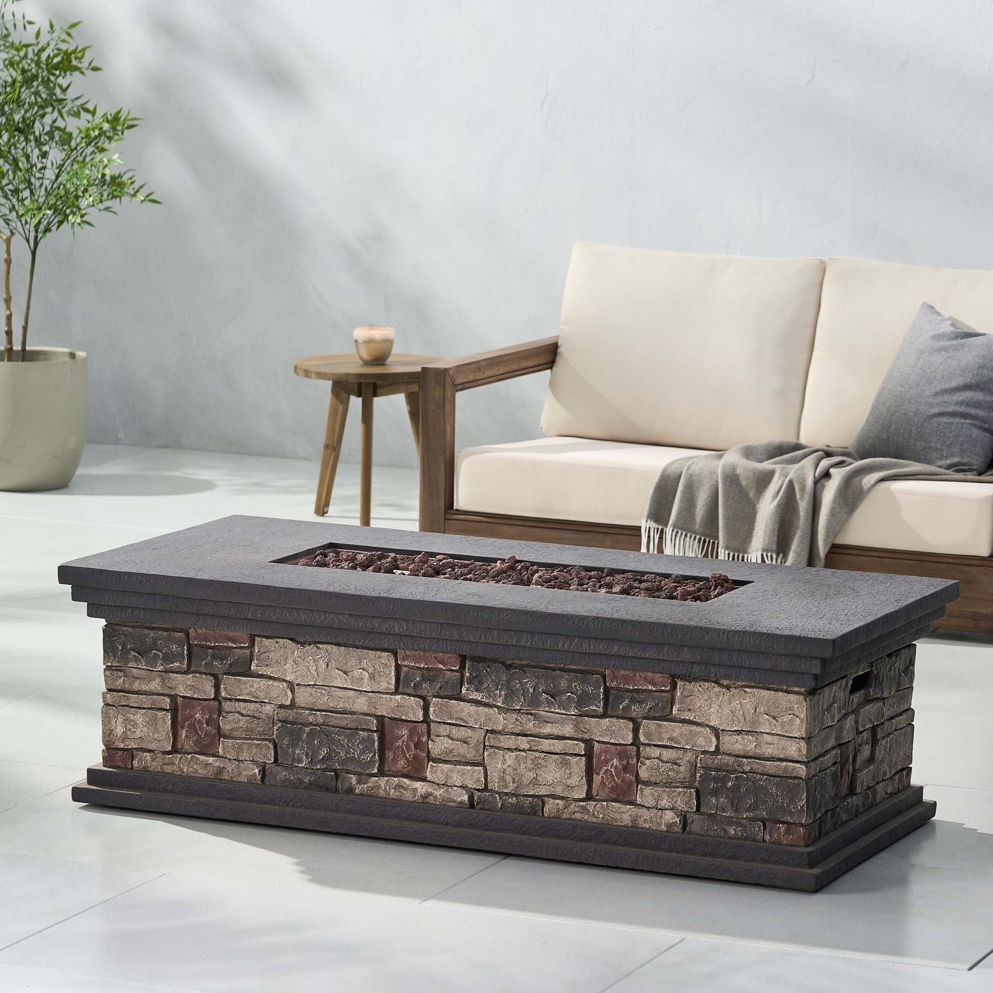 Fire Pit with warm aesthetic stone