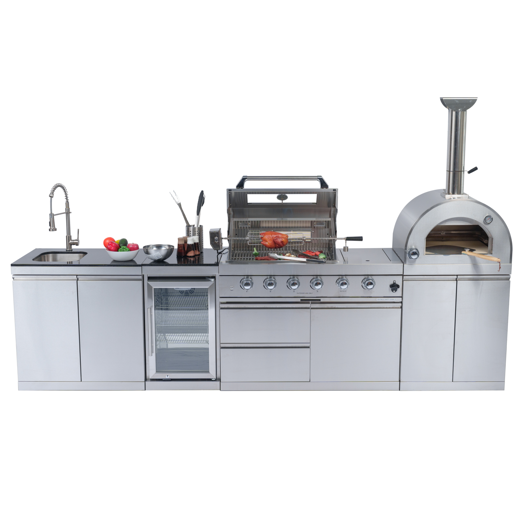 Outdoor Kitchen Island Grill with Pizza Oven