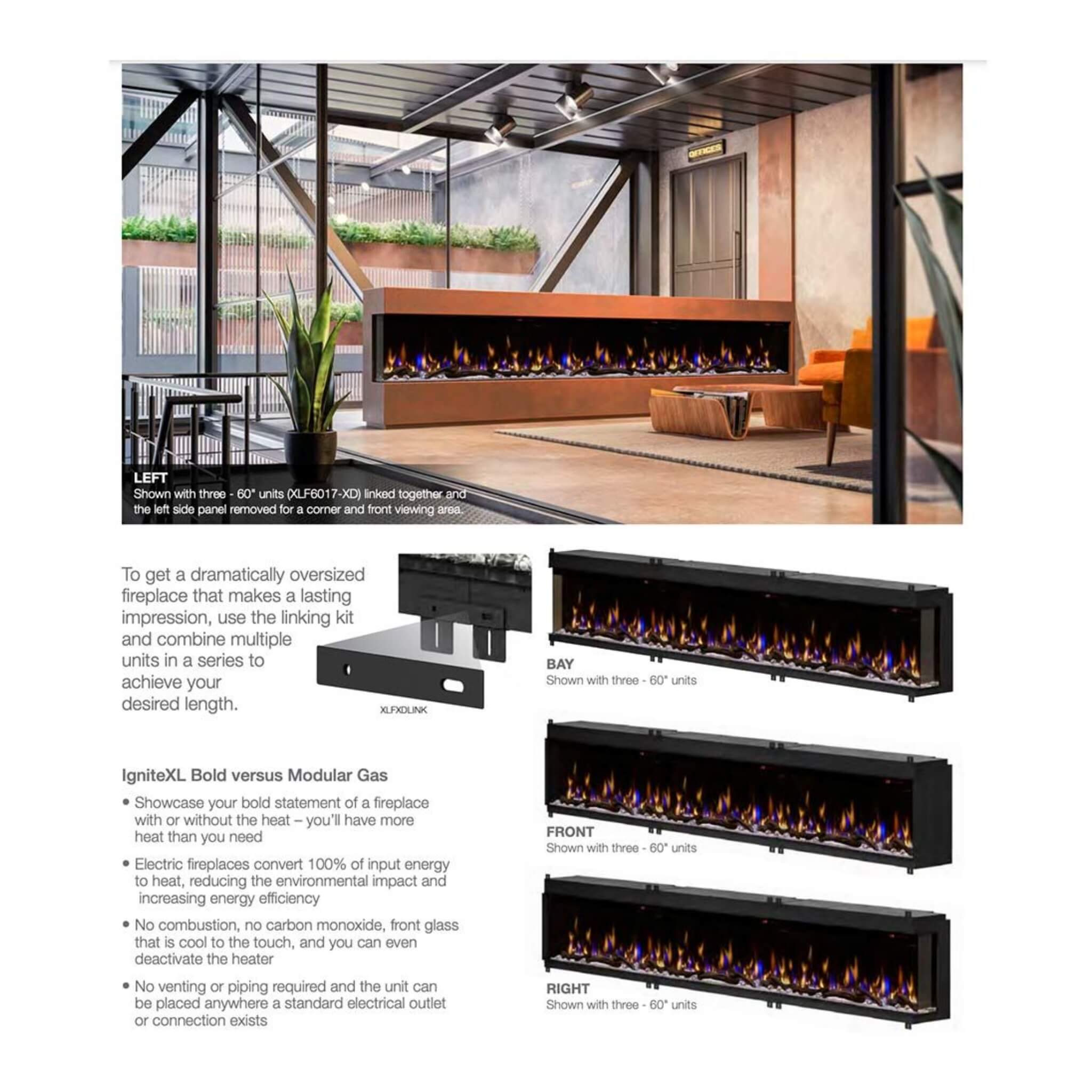 Dimplex IgniteXL Bold 74-Inch Deep Built-In Linear Electric Fireplace