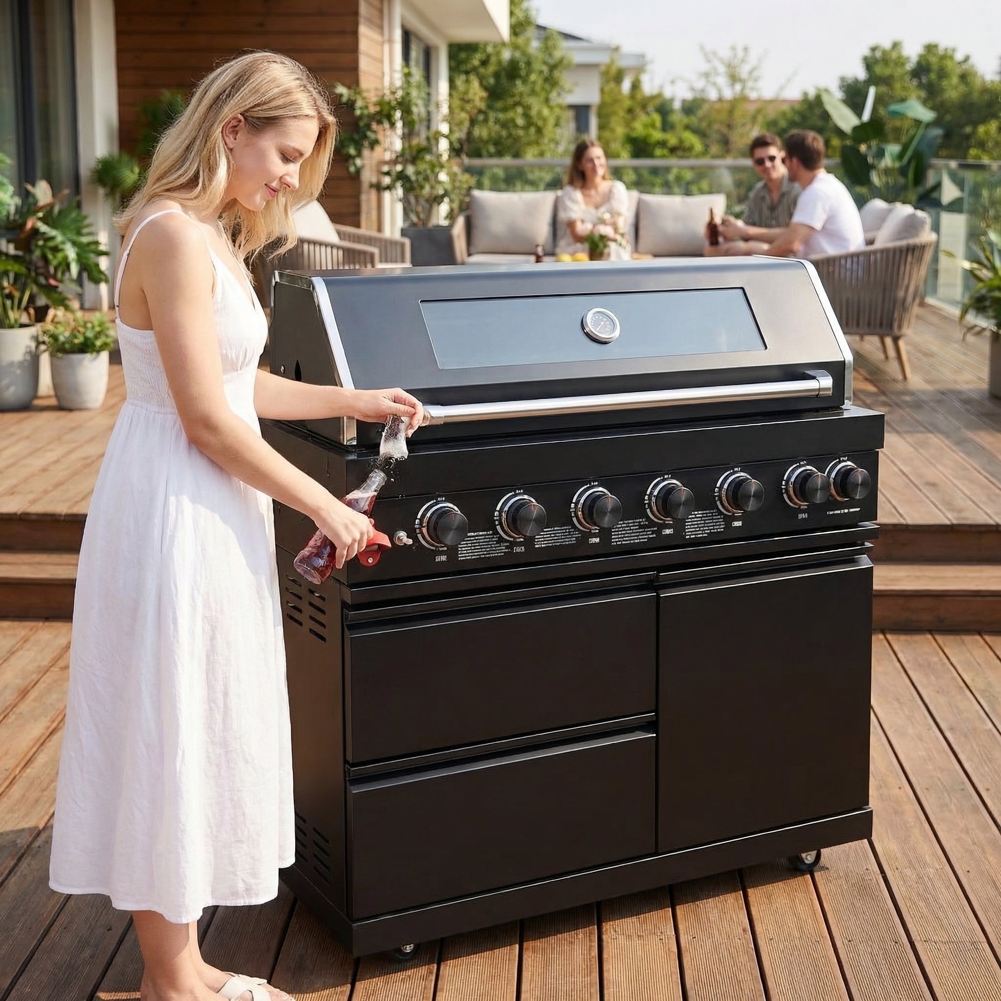 Six Burners Outdoor Kitchen Island Grill