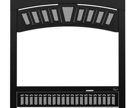 Black metal fireplace screen insert with decorative mesh grates at the top and bottom, shown against a white background.