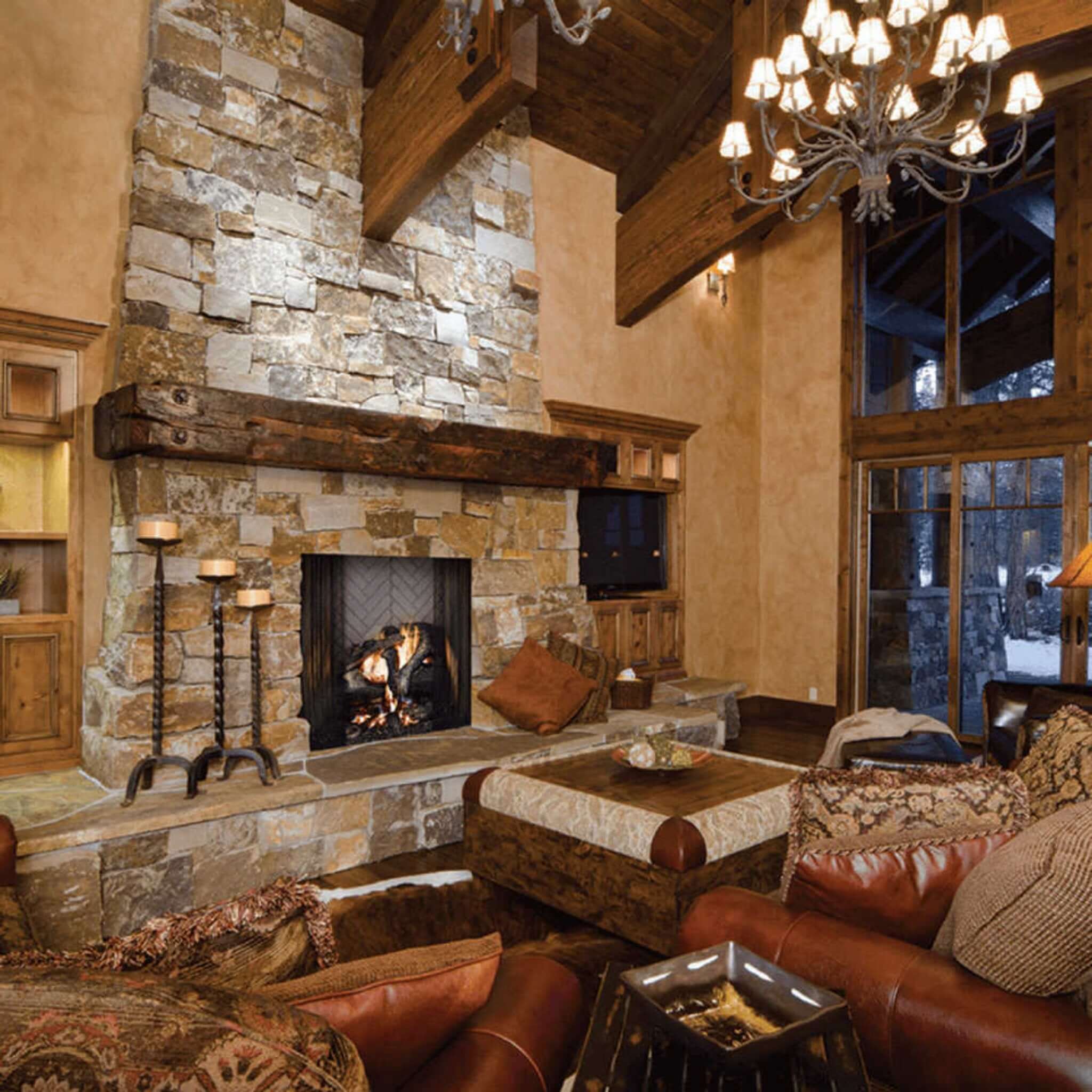Open Wood Burning Fireplace