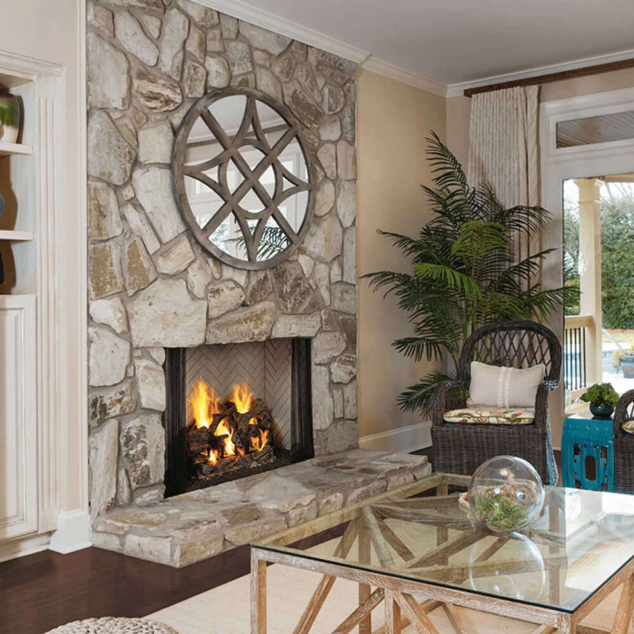 Open Wood Burning Fireplace