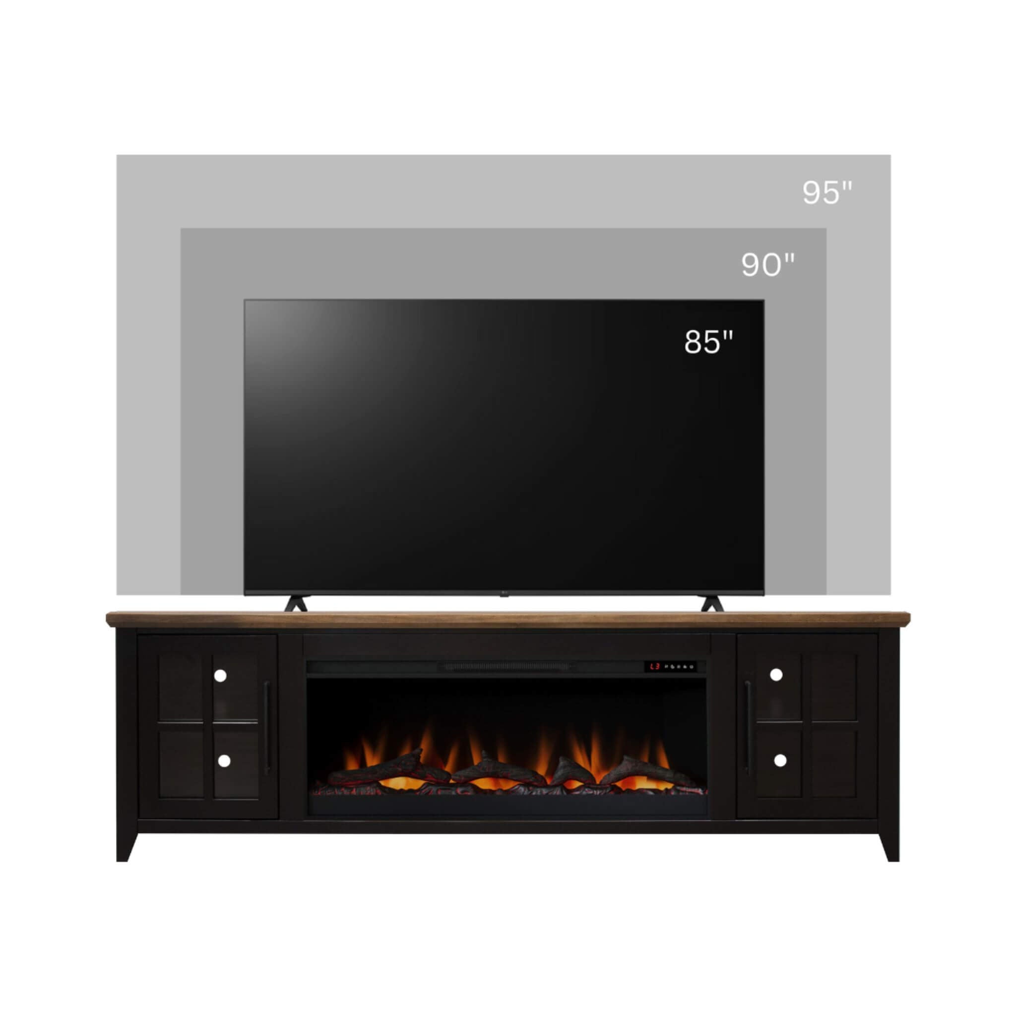83-Inch Bourbon Black TV Stand With Fireplace