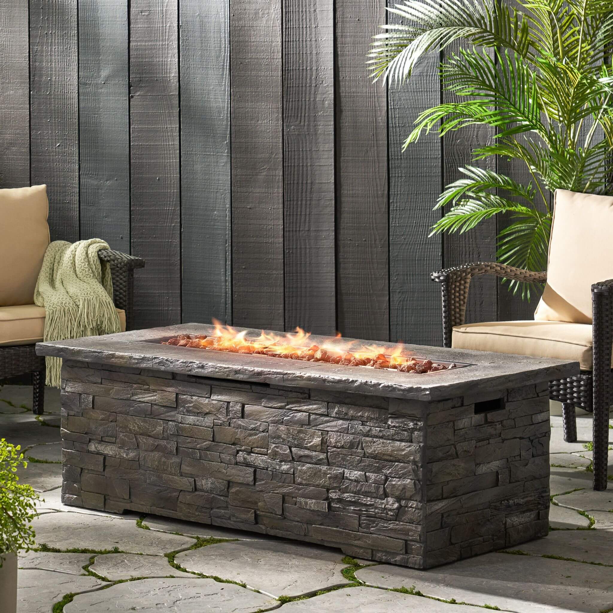 Alora Premium 56" Outdoor Rectangular Concrete Propane Fire Pit