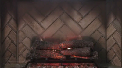 live flame video showing herringbone back and logs 