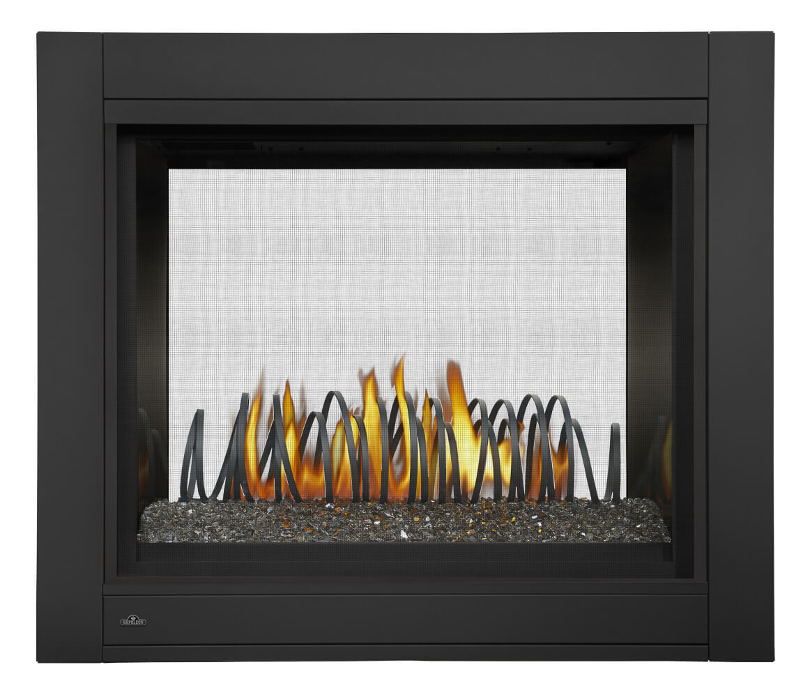 Metal Coil Fine Art option shown in gas fireplace