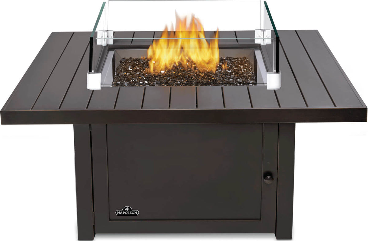Fire table with optional glass windscreen